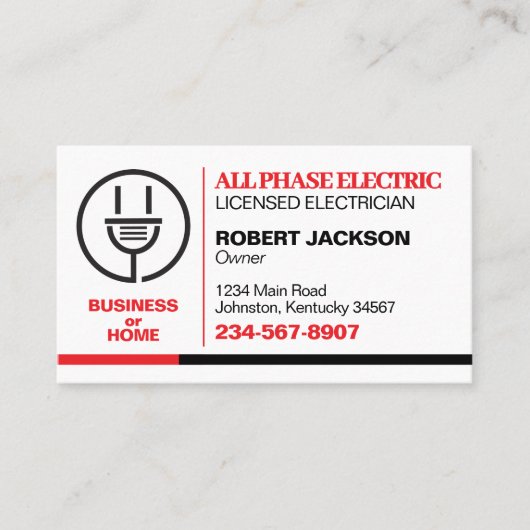 Carte De Visite Service d'électricien (Devant)