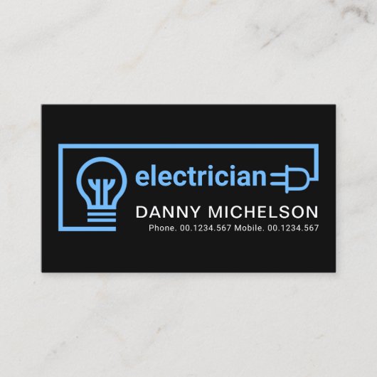 Carte De Visite Service d'électricien de circuit électrique bleu (Devant)