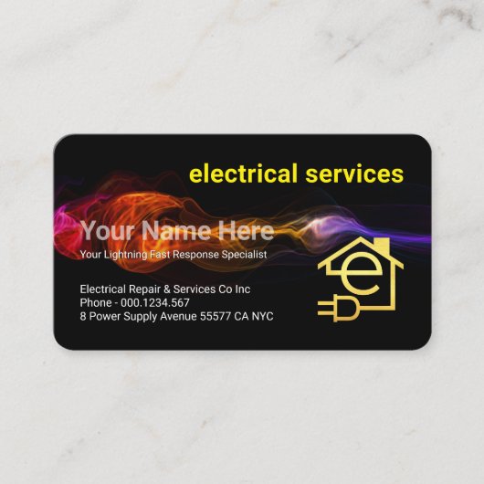 Carte De Visite Service d'électricien éclair foudroyant rapide (Devant)