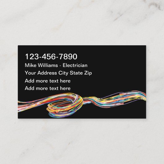 Carte De Visite Service d'électricien moderne Conception câblée (Dos)