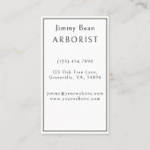 Carte De Visite Service d'enlèvement de l'Arbre Arboriste (Dos)