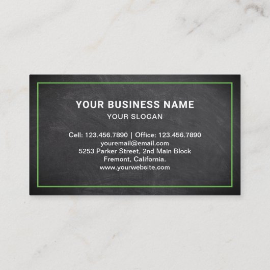 Carte De Visite Service d'enlèvement des ordures de tableau noir C (Dos)