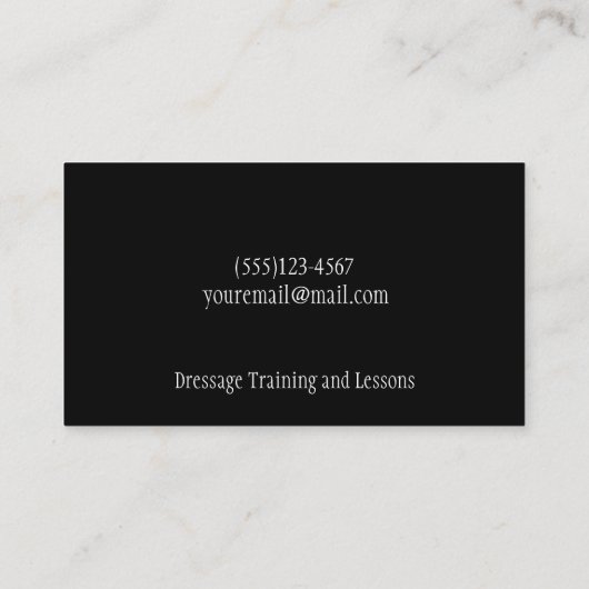 Carte De Visite Service d'entraînement équestre à cheval (Dos)