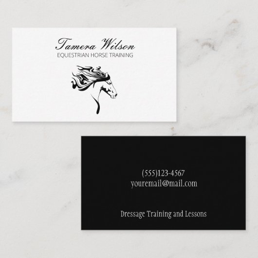 Carte De Visite Service d'entraînement équestre à cheval (Devant / Derrière)