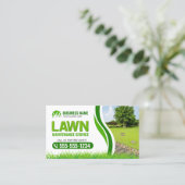 Carte De Visite Service d'entretien de pelouse verte Mow d'atterri (Debout devant)