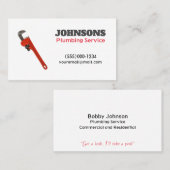 Carte De Visite Service d'entretien des clés de plomberie (Devant / Derrière)