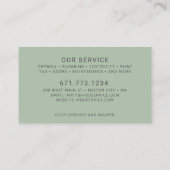Carte De Visite Service d'entretien des entrepreneurs (Dos)