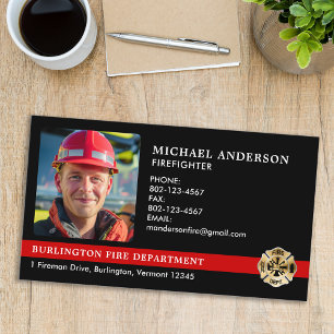 Carte De Visite Service des incendies Logo Customisé Pompier Photo