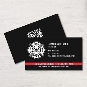 Carte De Visite Service d'incendie personnalisé Code QR du pompier