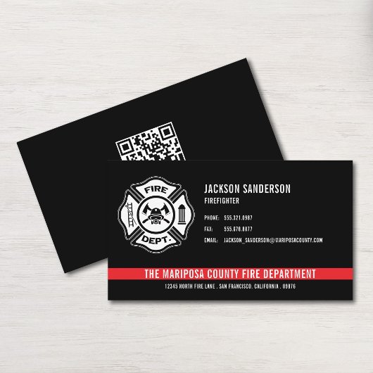 Carte De Visite Service d'incendie personnalisé Code QR du pompier
