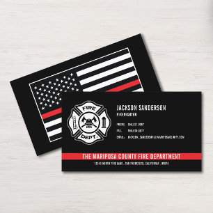Carte De Visite Service d'incendie personnalisé Pompier Red Line L