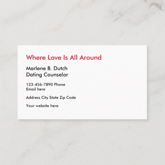 Carte De Visite Service doux de datation (Dos)