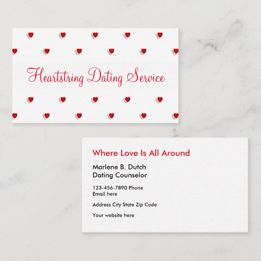 Carte De Visite Service doux de datation (Devant / Derrière)