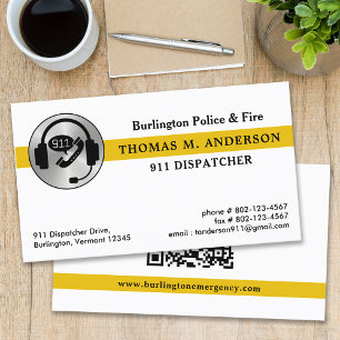 Carte De Visite Service d'urgence personnalisé 911 QR Code