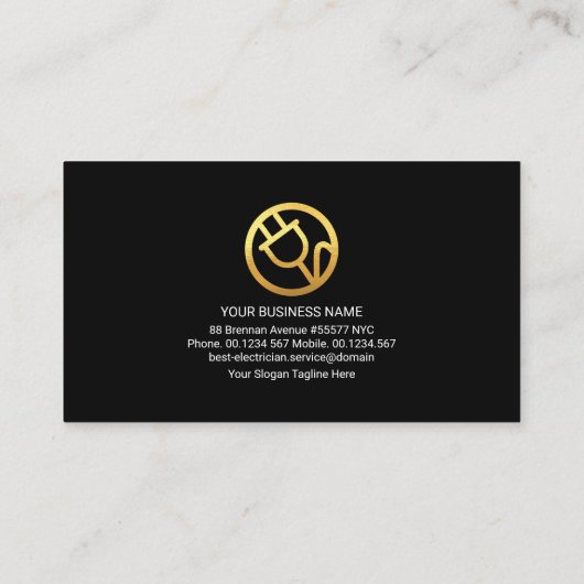 Carte De Visite Service électrique à bulbe en or créatif (Dos)