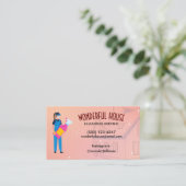 Carte De Visite Service Élégant de nettoyage de maison de dessin (Debout devant)