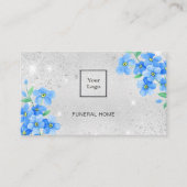 Carte De Visite Service funéraire à domicile argent bleu floral co (Devant)