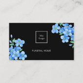 Carte De Visite Service funéraire à domicile noir bleu floral code (Devant)