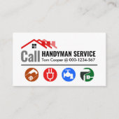 Carte De Visite Service Handyman d'appel du toit rouge (Devant)