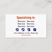 Carte De Visite Service Handyman Professionnel double face (Dos)