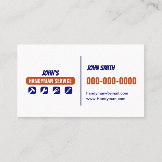 Carte De Visite Service Handyman Professionnel double face (Devant)