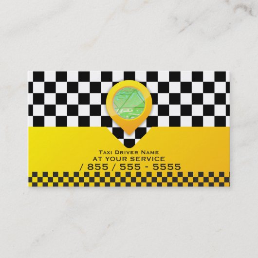Carte De Visite Service jaune de conducteur de taxi (Devant)