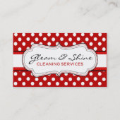 Carte De Visite Service Lady Nettoyant Red Polka Retro (Dos)