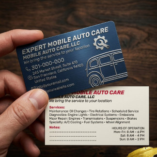 Carte De Visite Service Méca Réparation Auto et Spécialiste Climat