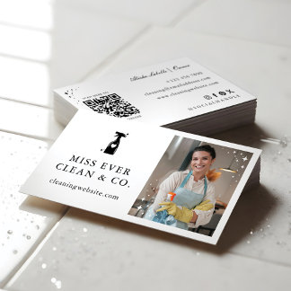Carte De Visite Service Minimal De Nettoyage Et De Maid Photo Et C