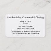 Carte De Visite Service moderne de nettoyage (Dos)