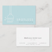 Carte De Visite Service Moderne De Nettoyage Bleu Clair Broom (Devant / Derrière)