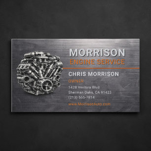 Carte De Visite Service Moteur Auto Métallic