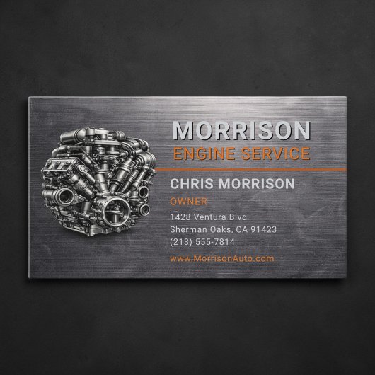 Carte De Visite Service Moteur Auto Métallic