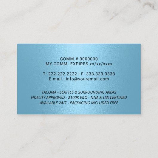 Carte De Visite Service Noir Mobile Signature Moderne Bleu clair (Dos)