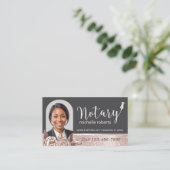 Carte De Visite Service Notaire Mobile Fleurs d'or Rose moderne (Debout devant)