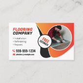 Carte De Visite Service Parquet Carrelage de sol Noir Orange (Devant)