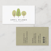 CARTE DE VISITE SERVICE PAYSAGE PASTEL GREEN TREE TRIO PAYSAGE (Devant / Derrière)