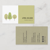 CARTE DE VISITE SERVICE PAYSAGE PASTEL GREEN TREE TRIO PAYSAGE (Devant / Derrière)