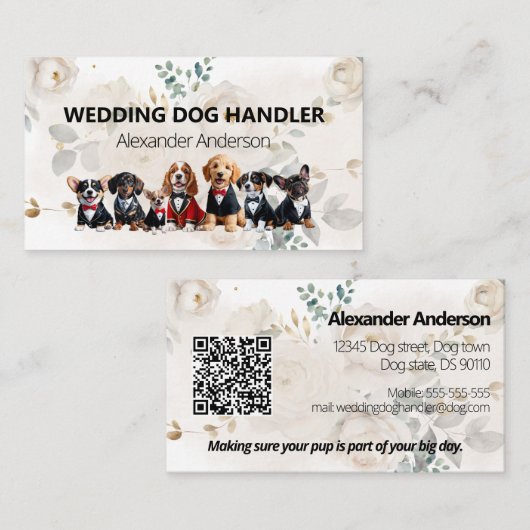 Carte De Visite Service pour animaux de Mariage pawtastic (Devant / Derrière)