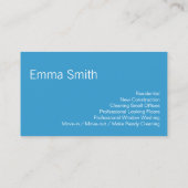 Carte De Visite Service professionnel de nettoyage de Chambre (Dos)