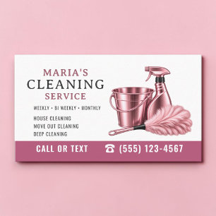 Carte De Visite Service professionnel de nettoyage de maison rose