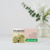 Carte De Visite Service professionnel de nettoyage de maison rose  (Debout devant)