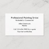 Carte De Visite Service professionnel de peinture (Dos)