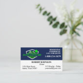 Carte De Visite Service professionnel d'entretien de pelouse Bleu  (Debout devant)