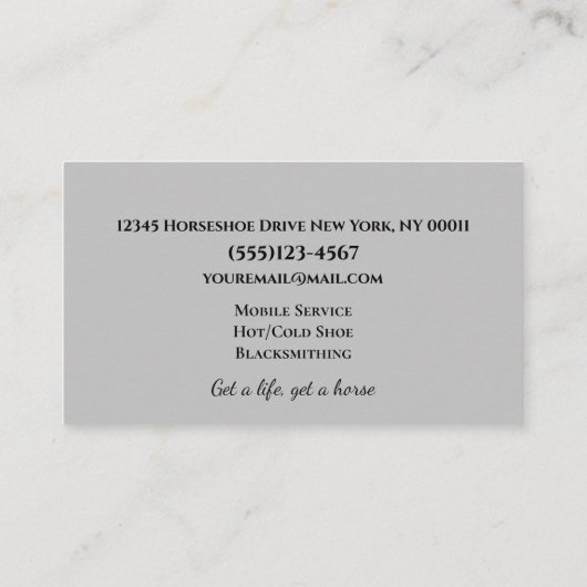 Carte De Visite Service simple d'affranchissement équestre à cheva (Dos)