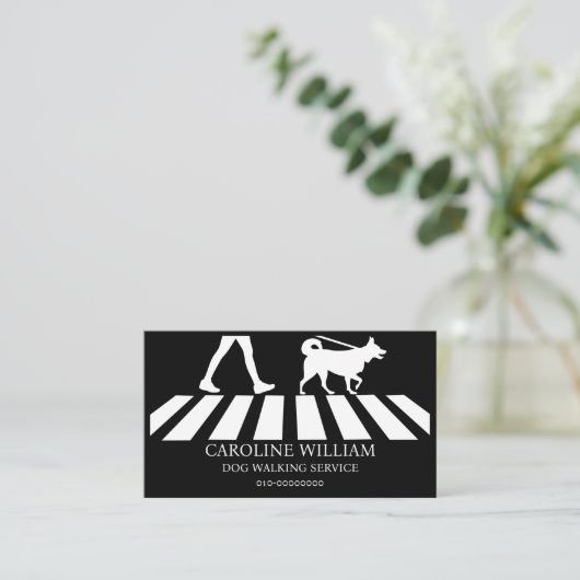 Carte De Visite Service simple d'image de chien marchant (Debout devant)