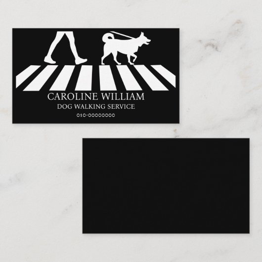 Carte De Visite Service simple d'image de chien marchant (Devant / Derrière)