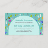 Carte De Visite Service turquoise de nettoyage de maison verte (Dos)