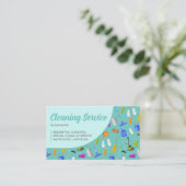 Carte De Visite Service turquoise de nettoyage de maison verte (Debout devant)