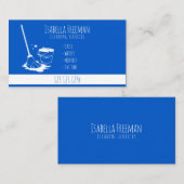 Carte De Visite Service unique de nettoyage Blue et Maison Blanche (Devant / Derrière)
